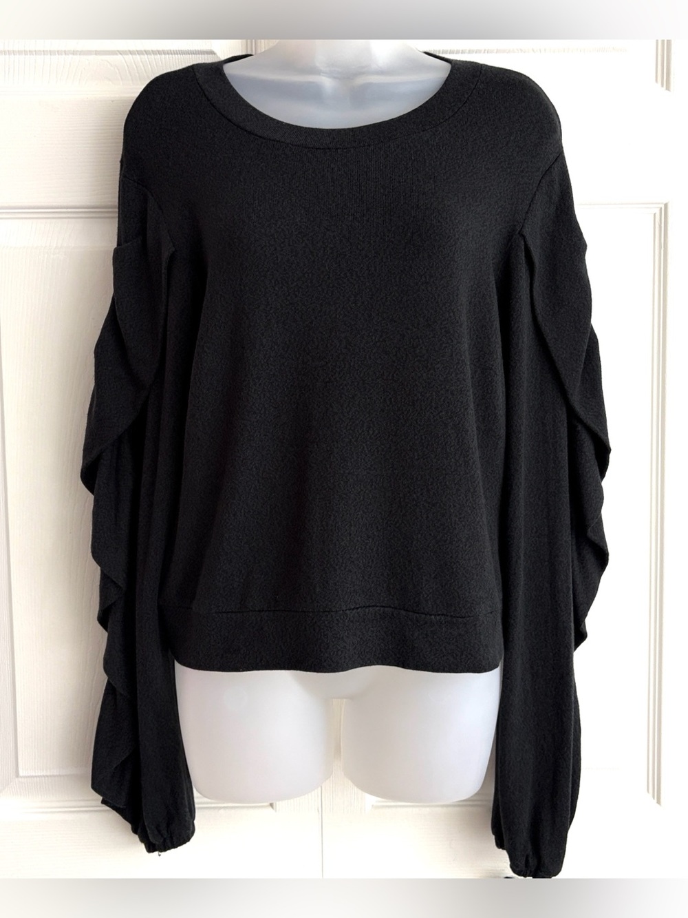 Wulfka Handmade Sweater Puff Sleeve Sweater Gray Tencel size Small